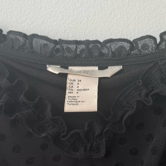 H&M Tiered Semi-Sheer Black Polka Dot Midi Dress - Picture 3 of 5